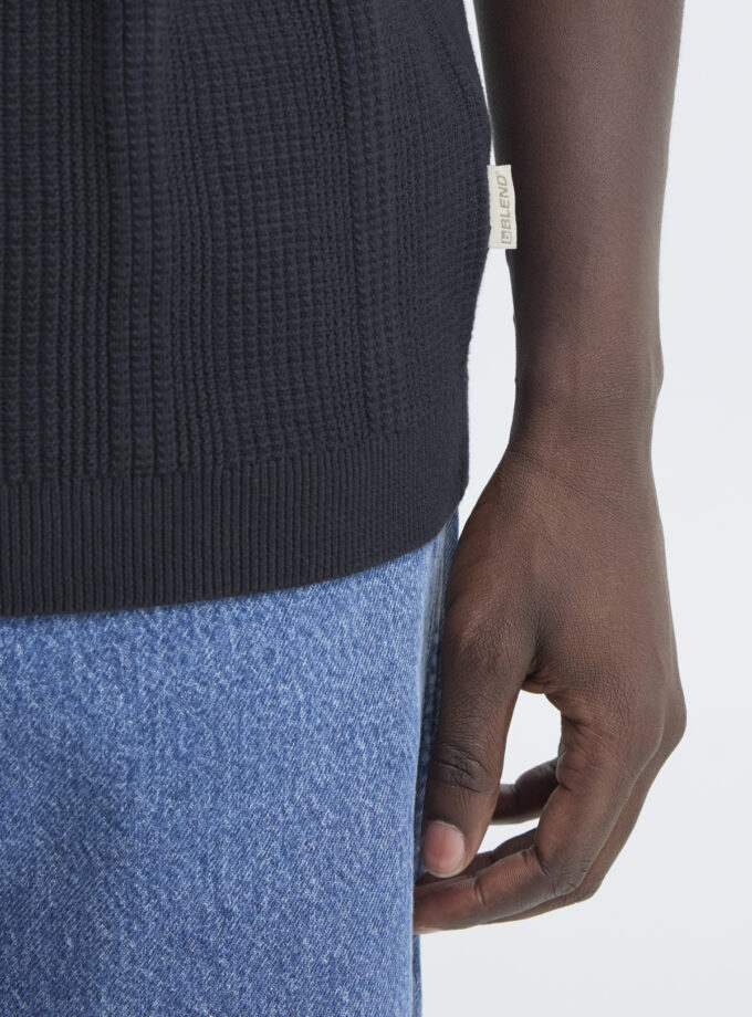 KNIT POLO SHORT - 20720438 - BLACK