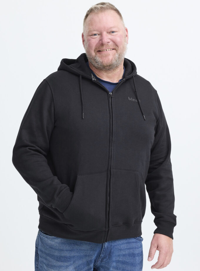 ZIP- UP HOODIE - 20714494 - OFF BLACK