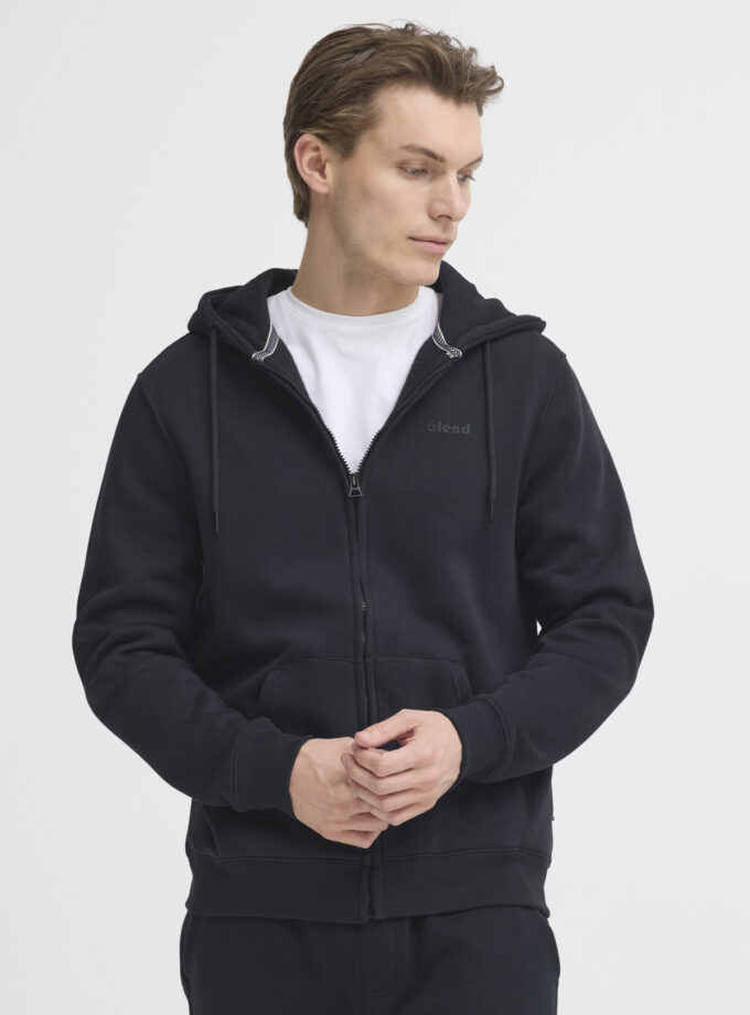 ZIP- UP HOODIE - 20714494 - OFF BLACK