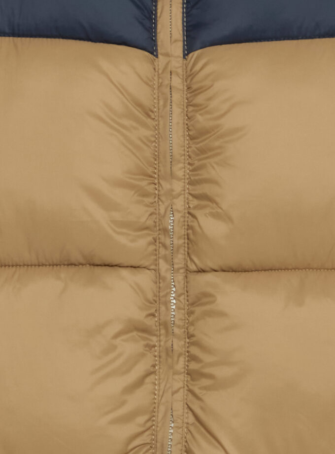 PUFFER VEST - 20718637 - MOCHA WITH DARK BLUE