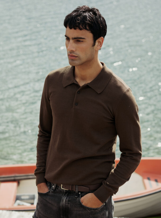 KNIT POLO - 20720120 -  BROWN
