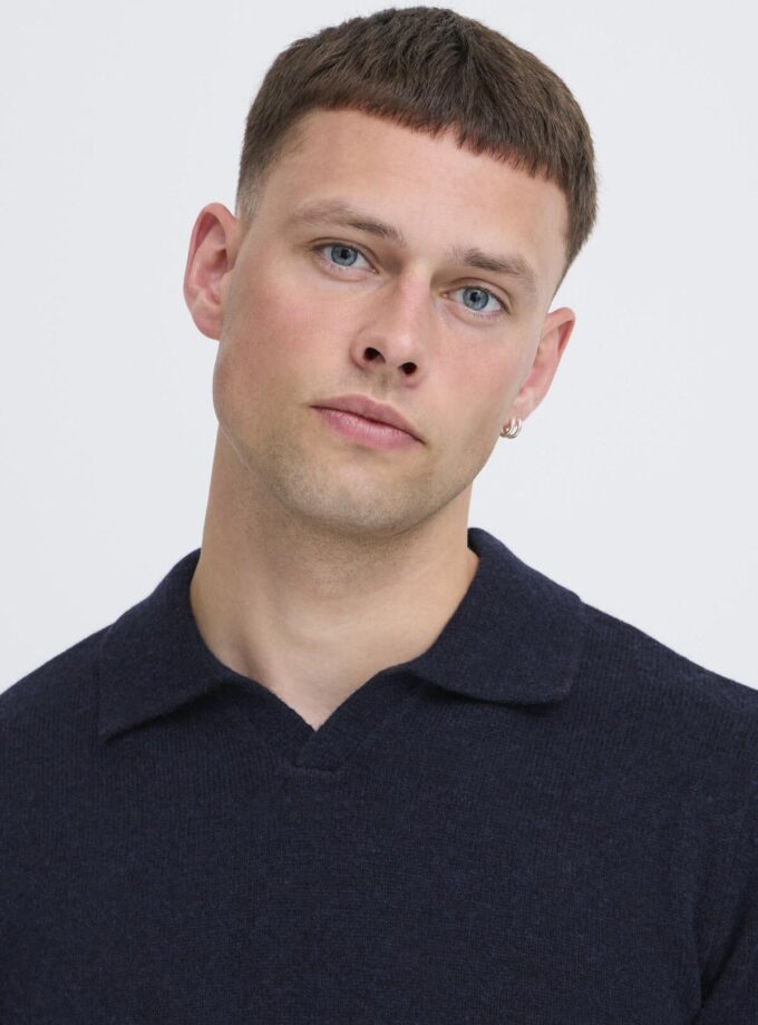 KNIT SWEATER POLO - 20720276 - DARK BLUE