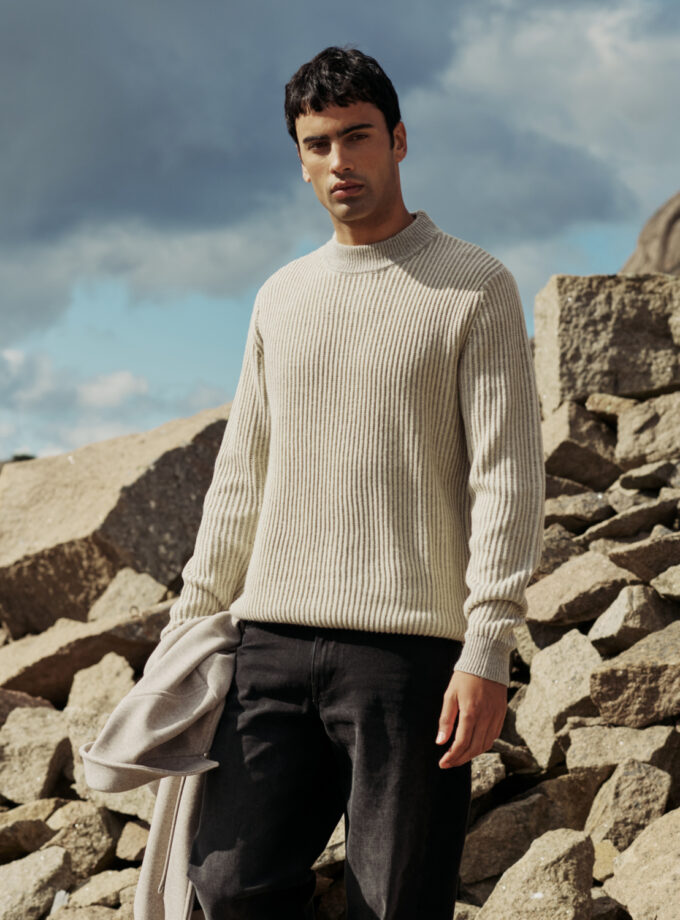 KNIT SWEATER - 20720335 - ECRU MELANGE